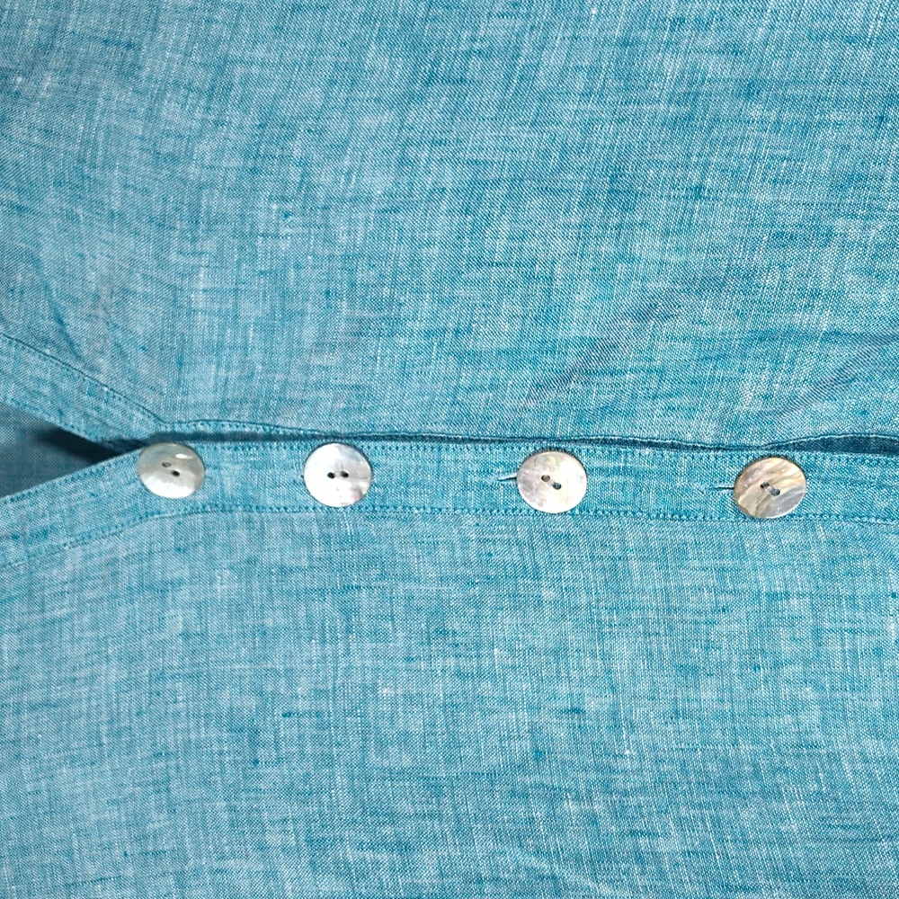 Island Company 100% linen blue shell kimono tunic coverup top M - Picture 3 of 10